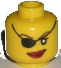 LEGO onderdeel Minifigure, Head Female with Eye Patch and Large Red Lips Pattern 3626pb0324