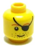 LEGO onderdeel Minifigure, Head Male Eye Patch, Brown Eyebrows, Stubble Pattern (3626pb0325)