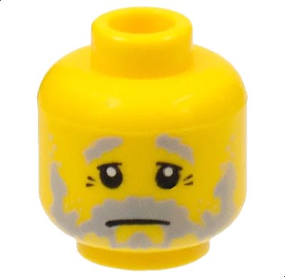 LEGO onderdeel Minifigure, Head Beard Scruffy Light Bluish Gray, Downturned Mouth and Eyebrows, Crow's Feet Wrinkles Pattern (3626pb0327)