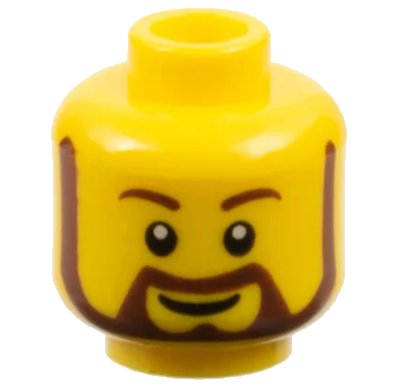 LEGO onderdeel Minifigure, Head Beard Reddish Brown Rounded with White Pupils and Grin Pattern (3626pb0332)