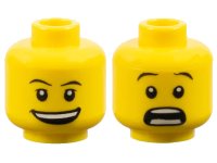 LEGO onderdeel Minifigure, Head Dual Sided Thin Black Eyebrows, Open Mouth Smile with Top Teeth / Surprised Pattern 3626pb0333