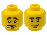 LEGO onderdeel Minifigure, Head Dual Sided Bushy Eyebrows and Goatee / Worried Pattern 3626pb0363
