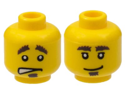 LEGO onderdeel Minifigure, Head Dual Sided Bushy Eyebrows and Goatee / Worried Pattern (3626pb0363)
