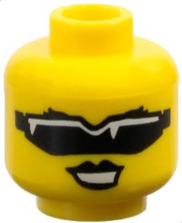 LEGO part Minifigure, Head Female Black Sunglasses, Black Lips Pattern 3626pb0365