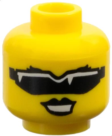LEGO onderdeel Minifigure, Head Female Black Sunglasses, Black Lips Pattern (3626pb0365)