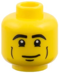 LEGO onderdeel Minifigure, Head Male Black Eyebrows, Cheek Lines and White Pupils Pattern 3626pb0426