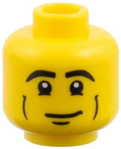 LEGO onderdeel Minifigure, Head Male Black Eyebrows, Cheek Lines and White Pupils Pattern (3626pb0426)