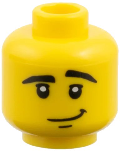 LEGO onderdeel Minifigure, Head Male Crooked Smile, Black Eyes with White Pupils, Black Eyebrows Pattern (3626pb0435)