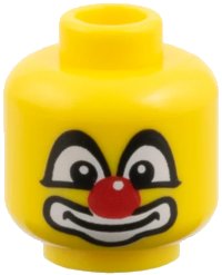LEGO part Minifigure, Head Big Eyes with White Pupils, Red Nose and Large White Mouth Pattern (Clown) 3626pb0437