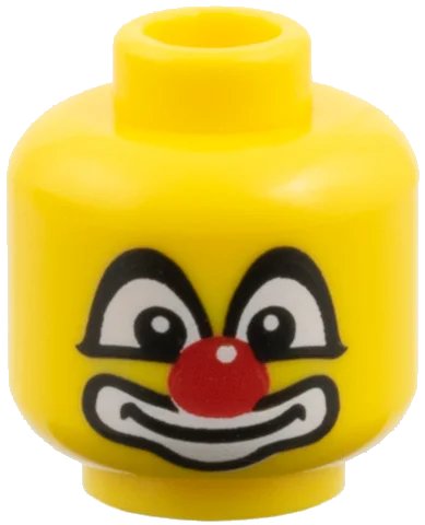 LEGO onderdeel Minifigure, Head Big Eyes with White Pupils, Red Nose and Large White Mouth Pattern (Clown) (3626pb0437)