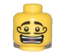 LEGO part Minifigure, Head Moustache Curly Long, Open Mouth Grin, White Pupils Pattern 3626pb0461