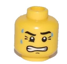 LEGO onderdeel Minifigure, Head Dripping Sweat, with Clenched Teeth and Crow's Feet Pattern (3626pb0462)