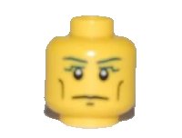 LEGO part Minifigure, Head Blue Eyebrows, Vertical Cheek Lines, Slight Frown, Chin Dimple and White Pupils Pattern 3626pb0463