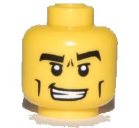 LEGO onderdeel Minifigure, Head Male Black Thick Eyebrows, Cheek Lines and Furrowed Brow Pattern 3626pb0466