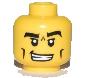 LEGO onderdeel Minifigure, Head Male Black Thick Eyebrows, Cheek Lines and Furrowed Brow Pattern (3626pb0466)