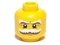 LEGO onderdeel Minifigure, Head Moustache and Eyebrows White and Dark Bluish Gray Bushy, White Pupils and Crow's Feet Pattern 3626pb0508