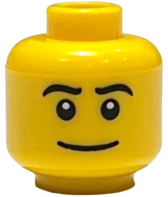 LEGO onderdeel Minifigure, Head Black Eyebrows and Wide Grin Pattern (3626pb0511)