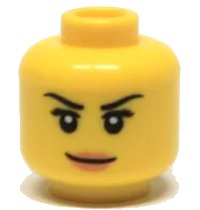 LEGO part Minifigure, Head Female with Pink Lips, Eyelashes and White Pupils Pattern 3626pb0513
