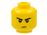 LEGO onderdeel Minifigure, Head Black Eyebrows, Right Scarred, Medium Nougat Chin Dimple, Stern Pattern 3626pb0524