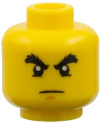 LEGO part Minifigure, Head Black Bushy Eyebrows, Lower Eyelids, Medium Nougat Chin Dimple, Stern Pattern 3626pb0532