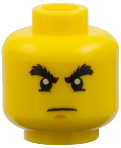 LEGO onderdeel Minifigure, Head Black Bushy Eyebrows, Lower Eyelids, Medium Nougat Chin Dimple, Stern Pattern (3626pb0532)