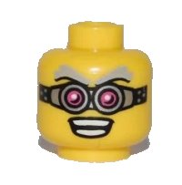 LEGO onderdeel Minifigure, Head Glasses, Pink and Silver, Gray Eyebrows, Open Mouth with Teeth Pattern 3626pb0542