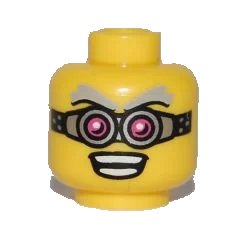 LEGO onderdeel Minifigure, Head Glasses, Pink and Silver, Gray Eyebrows, Open Mouth with Teeth Pattern (3626pb0542)