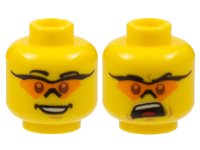 LEGO part Minifigure, Head Dual Sided Glasses with Orange Lenses, Smile / Mouth Open Upset Pattern 3626pb0583