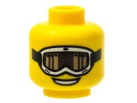 LEGO onderdeel Minifigure, Head White Ski Goggles with Black Strap and Dark Tan and Dark Brown Lens, Open Mouth Smile with Teeth Pattern 3626pb0615