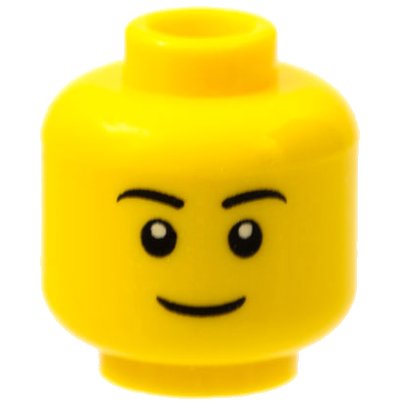 LEGO onderdeel Minifigure, Head Black Eyebrows, Thin Grin, Black Eyes with White Pupils Pattern (3626pb0628)