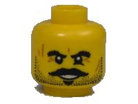 LEGO part Minifigure, Head Beard Stubble, Moustache, Goatee, Bushy Eyebrows, Scars and Open Mouth Smile Pattern 3626pb0666