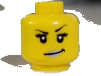 LEGO part Minifigure, Head Female Black Arched Eyebrows, Eyelashes, Smirk with Silver Lips Pattern 3626pb0674