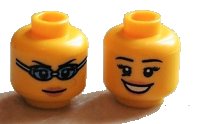 LEGO onderdeel Minifigure, Head Dual Sided Female Open Smile / Swimming Goggles Pattern 3626pb0688