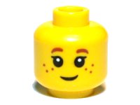 LEGO onderdeel Minifigure, Head Child Black Eyelashes, Brown Eyebrows, Freckles Pattern 3626pb0690
