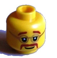 LEGO onderdeel Minifigure, Head Glasses with Brown Moustache and Eyebrows Pattern 3626pb0691