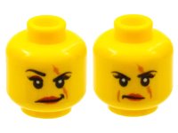 LEGO part Minifigure, Head Dual Sided Female Scar over Left Eye, Raised Eyebrow / Scowl Pattern (Ann Lee) 3626pb0736