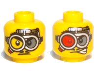 LEGO part Minifigure, Head Dual Sided Glasses, Red and Gray Lens / Clear and Gray Lens Pattern 3626pb0771