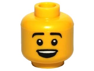 LEGO onderdeel Minifigure, Head Male Black Eyebrows, Open Mouth Smile Pattern (3626pb0793)