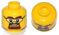 LEGO part Minifigure, Head Glasses with Safety Goggles, Brown Eyebrows and Goatee Pattern 3626pb0803
