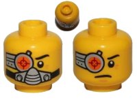 LEGO onderdeel Minifigure, Head Dual Sided Cyborg Eyepiece, Eyebrow Left Side, Breathing Apparatus / Worried Pattern 3626pb0824