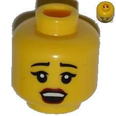 LEGO onderdeel Minifigure, Head Female Black Eyebrows, Eyelashes, Red Lips, Open Mouth Pattern (3626pb0832)