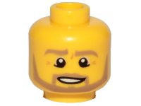 LEGO onderdeel Minifigure, Head Beard Dark Tan Angular, Pupils, Bottom Eyelid Line, Teeth Pattern 3626pb0849