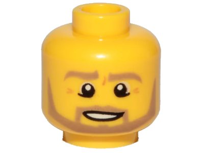 LEGO onderdeel Minifigure, Head Beard Dark Tan Angular, Pupils, Bottom Eyelid Line, Teeth Pattern (3626pb0849)