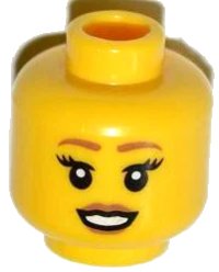 LEGO part Minifigure, Head Female Brown Eyebrows, Brown Lips, Open Smile Pattern 3626pb0850