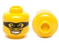 LEGO part Minifigure, Head Male Black Eye Mask Black with Eye Holes and Thin Moustache Pattern 3626pb0856