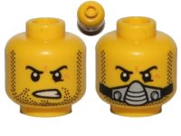 LEGO part Minifigure, Head Dual Sided Beard Stubble, Determined / Breathing Apparatus Pattern 3626pb0883