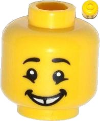 LEGO part Minifigure, Head Male Black Eyebrows, Cheekbone Lines under Eyes, Gap Tooth Smile Pattern 3626pb0984
