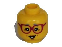 LEGO part Minifigure, Head Female Glasses Dark Pink, Gray Eyebrows, Crow's Feet Pattern 3626pb0998