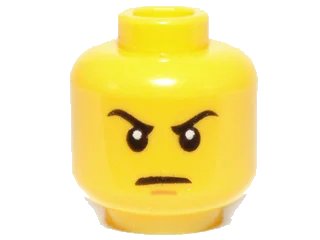 LEGO onderdeel Minifigure, Head Black Eyebrows, Medium Nougat Chin Dimple, Angry Scowl Pattern (3626pb1035)