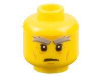 LEGO part Minifigure, Head Male Bushy Gray Eyebrows, Wrinkles, Scowl Pattern (Sensei Garmadon) 3626pb1040